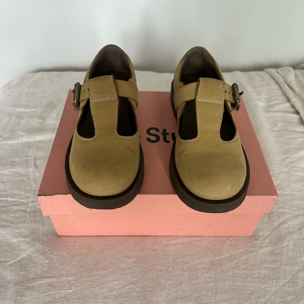 ACNE Khaki Beige Suede Flats with Rubber Sole - Picture 5 of 8